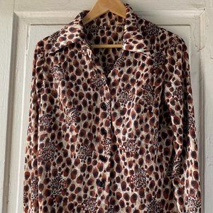 Vintage 70s cheetah-print button-down shirt